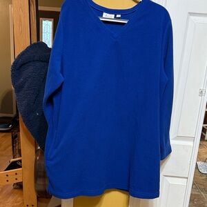 Blue V-Neck Sweater/Fleece Top extra long length